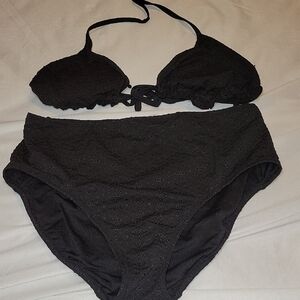 Old Navy Black Textured Bikini Set